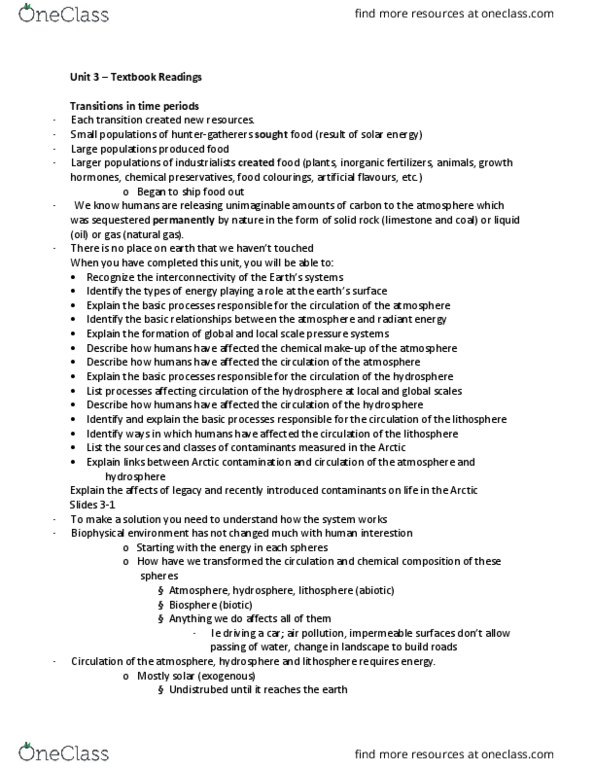 GEOG 1220 Chapter Notes - Chapter Unit 3: Atmospheric Circulation, Radiant Energy, Hydrosphere thumbnail