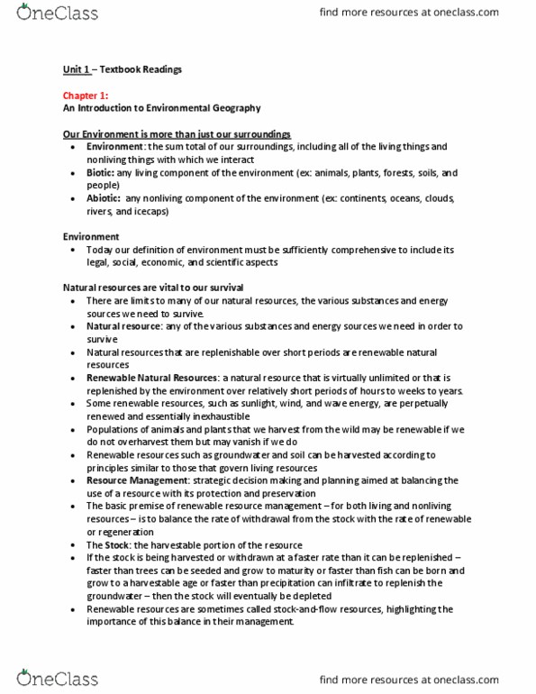 GEOG 1220 Chapter Notes - Chapter Unit 1: Wave Power, Chemical Element, Geosphere thumbnail