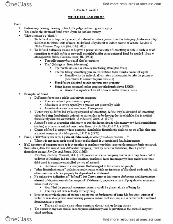 LAW 602 Lecture Notes - Lecture 2: Preliminary Hearing, Fide, Purposive Approach thumbnail