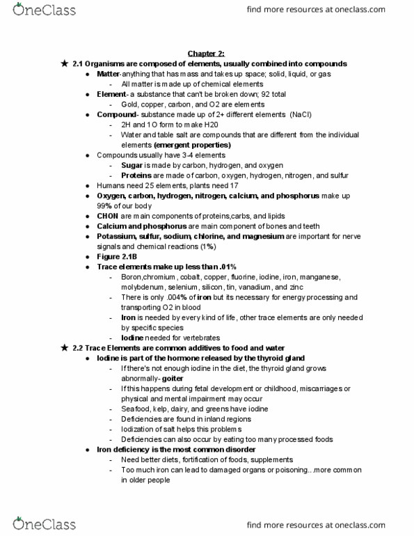 BIOL 1012 Chapter Notes - Chapter 2: Radionuclide, Subatomic Particle, Carbon-14 thumbnail