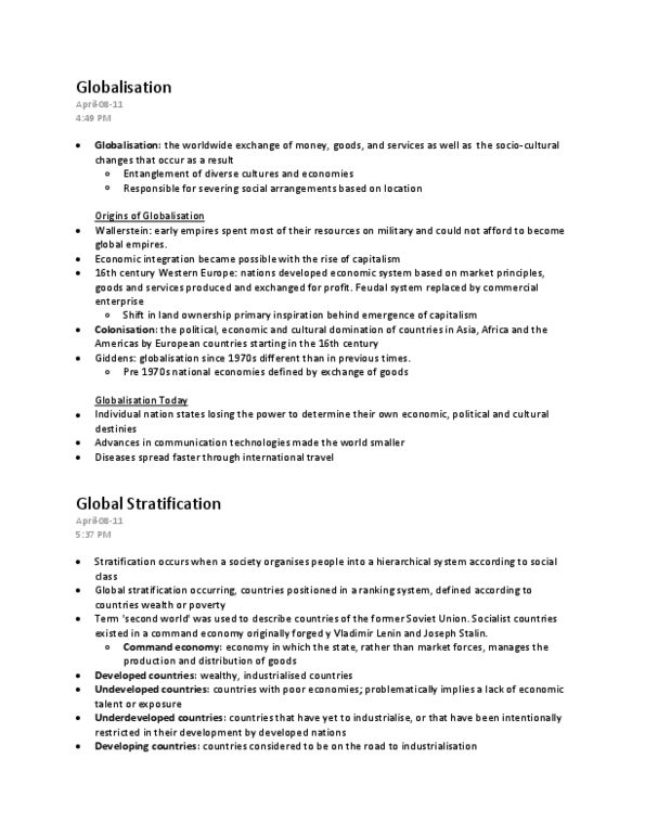 SOC 101 Lecture Notes - International Monetary Fund, Gross Domestic Product, Bretton Woods Conference thumbnail