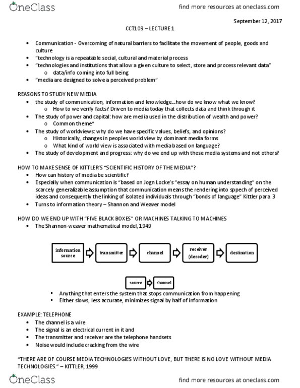 CCT109H5 Lecture Notes - Lecture 2: Wonderwall Music, Mnemonic, Imperium thumbnail