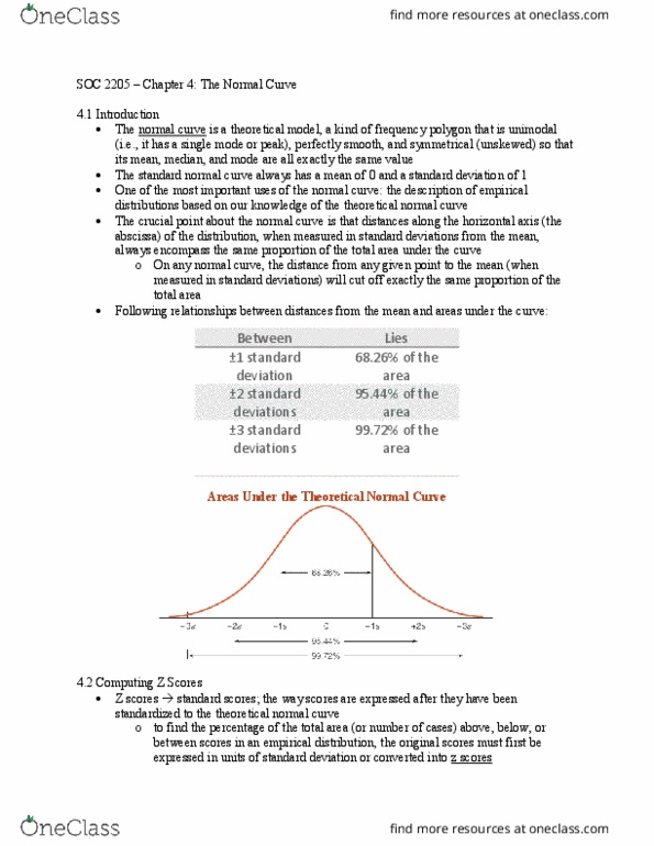 Sociology 2205A/B Chapter Notes - Chapter 4: Standard Score, Normal Distribution, Standard Deviation thumbnail