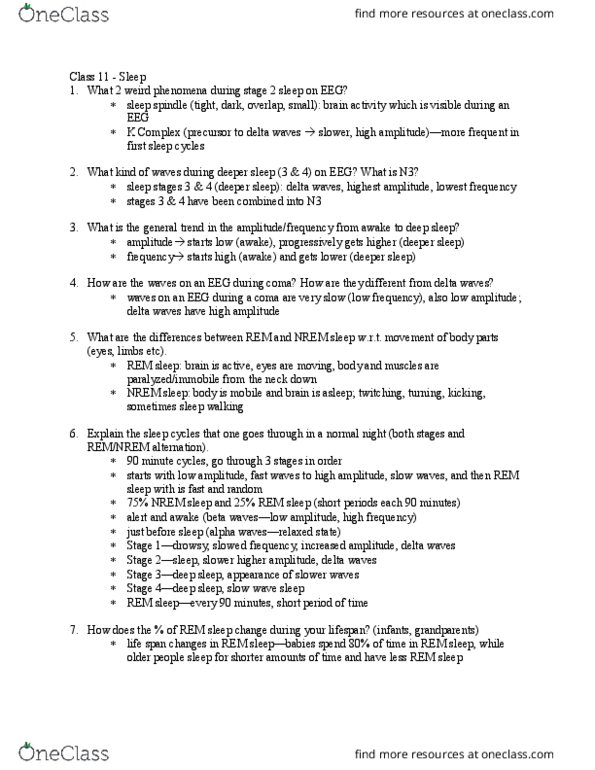 01:830:310 Lecture Notes - Lecture 11: Slow-Wave Sleep, Non-Rapid Eye Movement Sleep, Delta Wave thumbnail