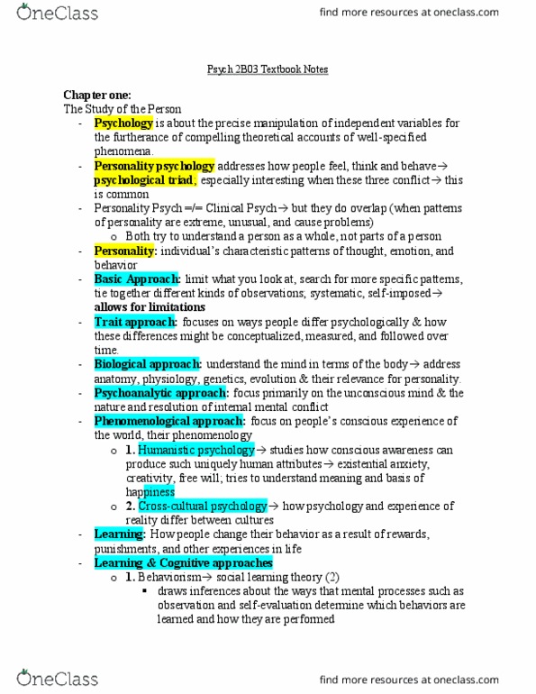 PSYCH 2C03 Chapter Notes - Chapter 1-10: Watergate Scandal, Pigeonholing, Social Learning Theory thumbnail