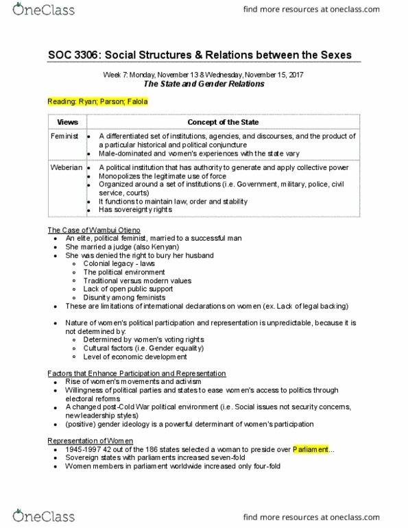 SOC 3306 Lecture Notes - Lecture 7: Gender Equality, Fundamentalism, Structural Adjustment thumbnail