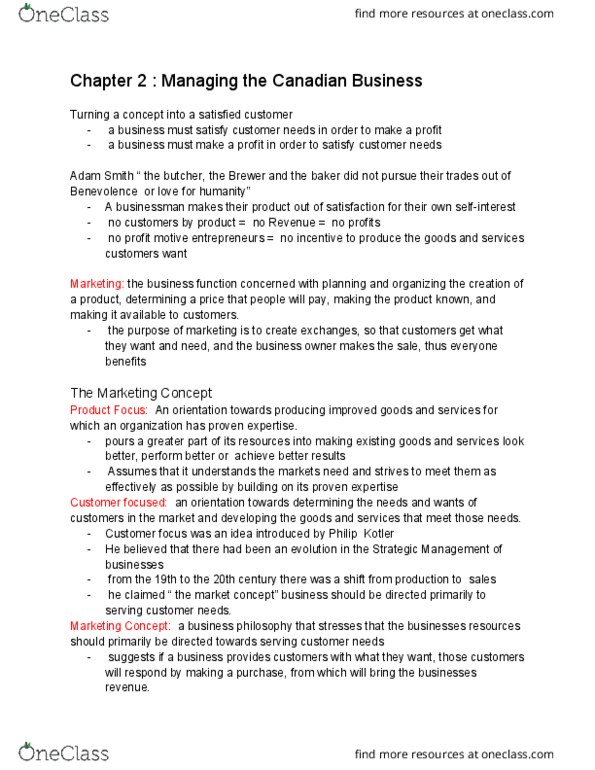 MGTA02H3 Lecture Notes - Lecture 2: Philip Kotler, Customer Relationship Management, Target Market thumbnail