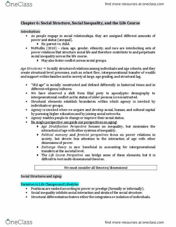 HLTH352 Chapter Notes - Chapter 6: Social Inequality, Filial Piety, Social Stratification thumbnail