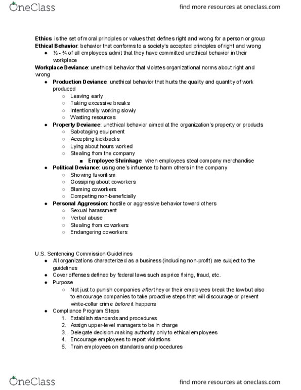 MGMT 2100 Chapter Notes - Chapter 4: Verbal Abuse, Price Fixing, Distributive Justice thumbnail