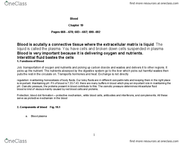 BIOL 30200 Lecture Notes - Lecture 8: Hematopoietic Stem Cell Transplantation, Red Blood Cell, Vasospasm thumbnail