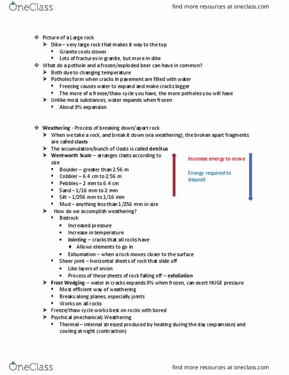 EAR 105 Lecture Notes - Lecture 8: Grain Size, Hydrolysis, Karst thumbnail