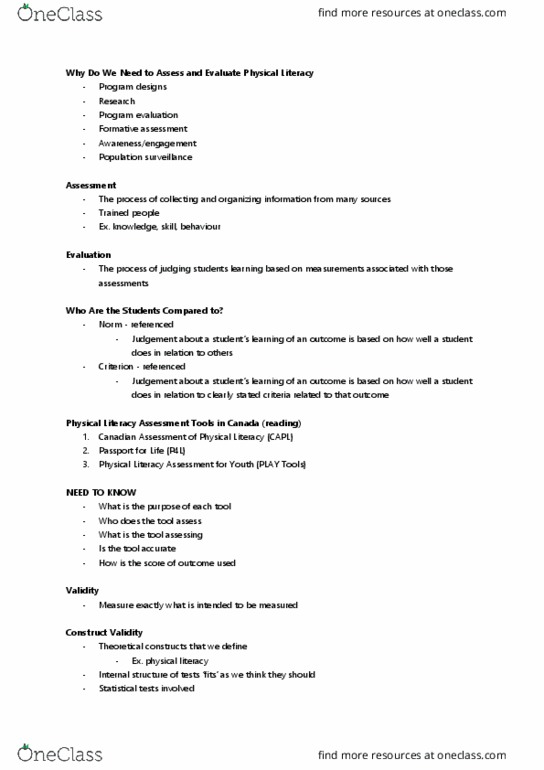 KP100 Lecture Notes - Lecture 1: Formative Assessment, Program Evaluation, Hearing Loss thumbnail