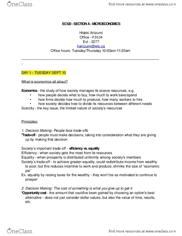 EC120 Lecture Notes - Opportunity Cost, Market Failure thumbnail