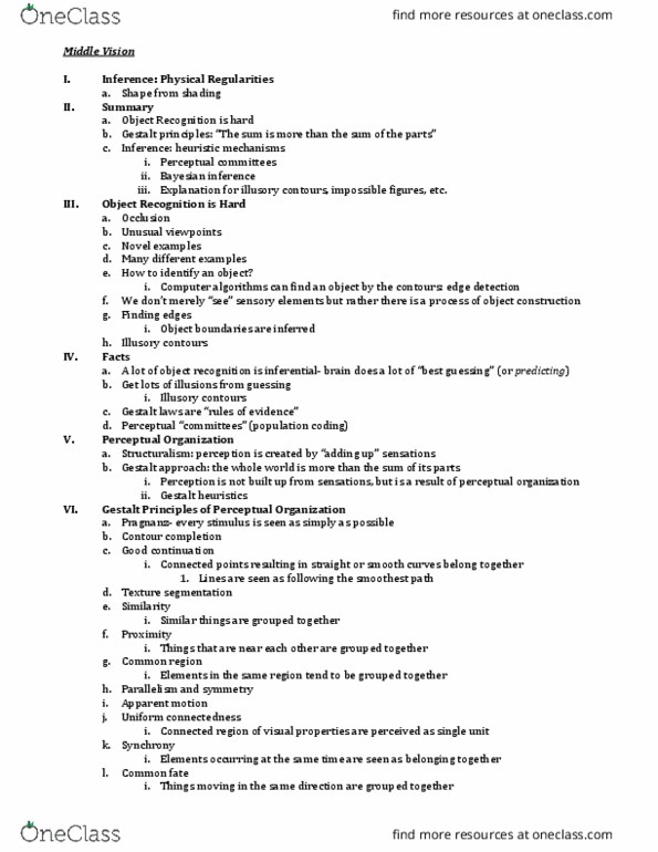 PSC 131 Lecture Notes - Lecture 6: Illusory Contours, Gestalt Psychology, Edge Detection thumbnail