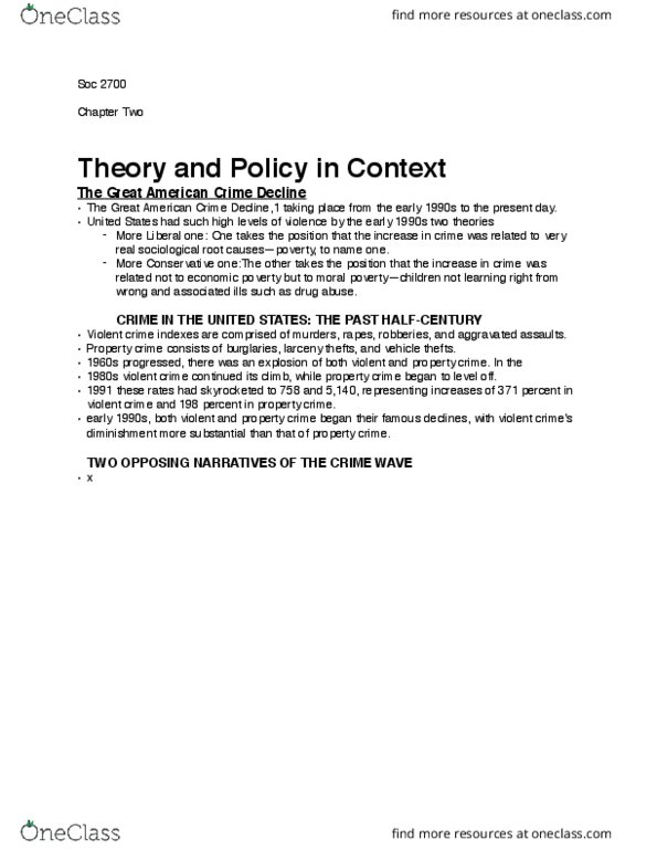 SOC 2700 Chapter Notes - Chapter chapter 2: Crime In The United States, Property Crime, Larceny thumbnail