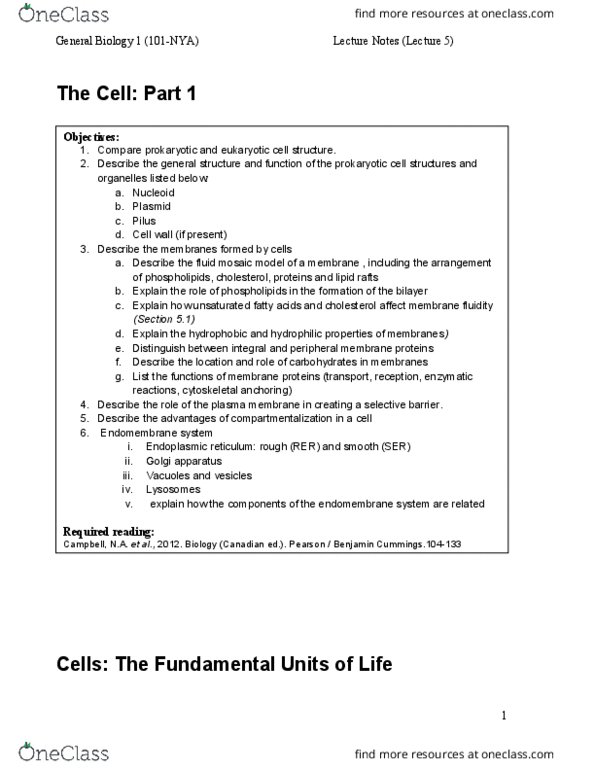 BIOL240 Lecture Notes - Lecture 12: Cell Membrane, Membrane Fluidity, Lipid Bilayer thumbnail