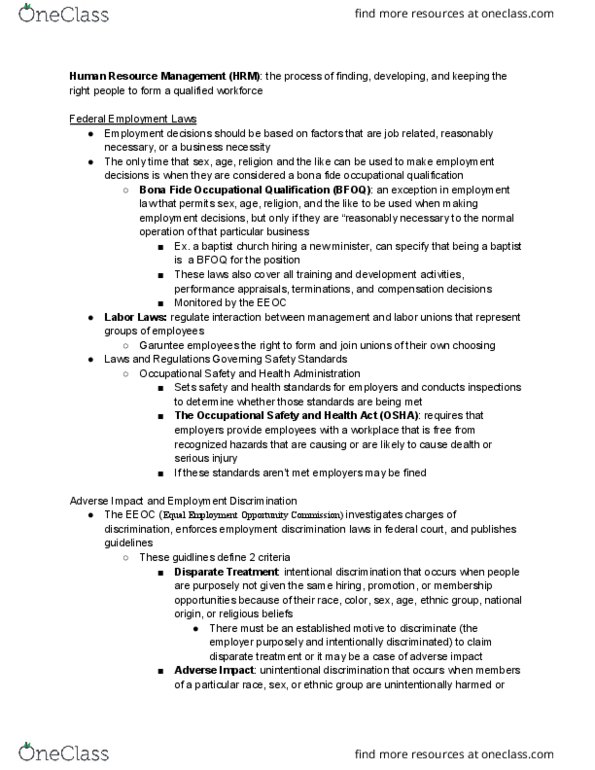 MGMT 2100 Chapter Notes - Chapter 11: Job Analysis, Protected Group, Job Performance thumbnail