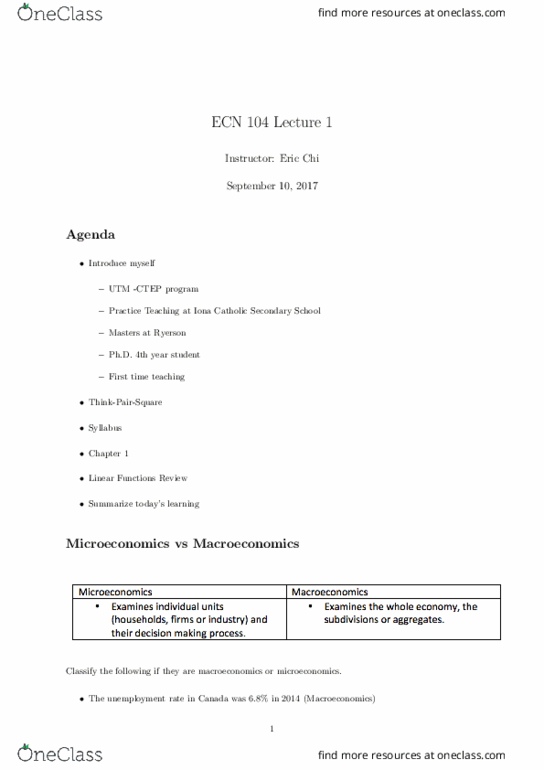ECN 104 Lecture Notes - Lecture 3: Iona Catholic Secondary School, Scotiabank, Macroeconomics thumbnail