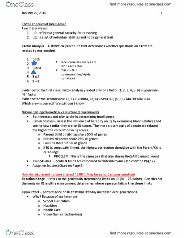 PSYC 1010 Lecture Notes - Lecture 32: Twin, Flynn Effect, Factor Analysis thumbnail