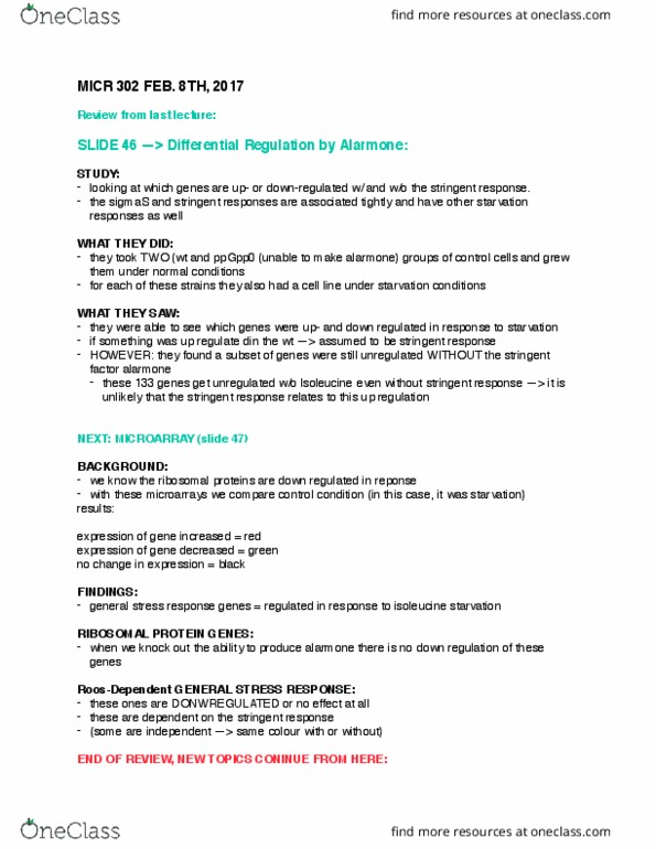 MICR 302 Lecture Notes - Lecture 10: Stringent Response, Sigma Factor, Magnetic Ink Character Recognition thumbnail