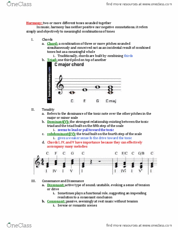 MUS 103 Chapter Notes - Chapter 4: Homophony, Subdominant, Singing Melody thumbnail