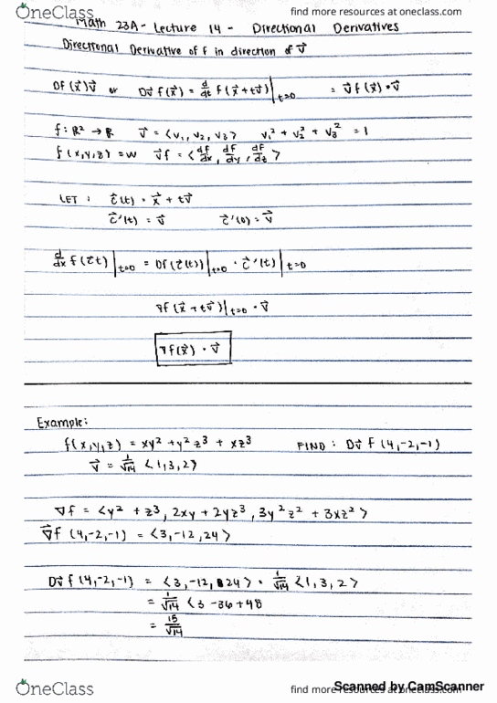 MATH 23A Lecture 14: Math 23A - Lecture 14 - Directional Derivatives thumbnail