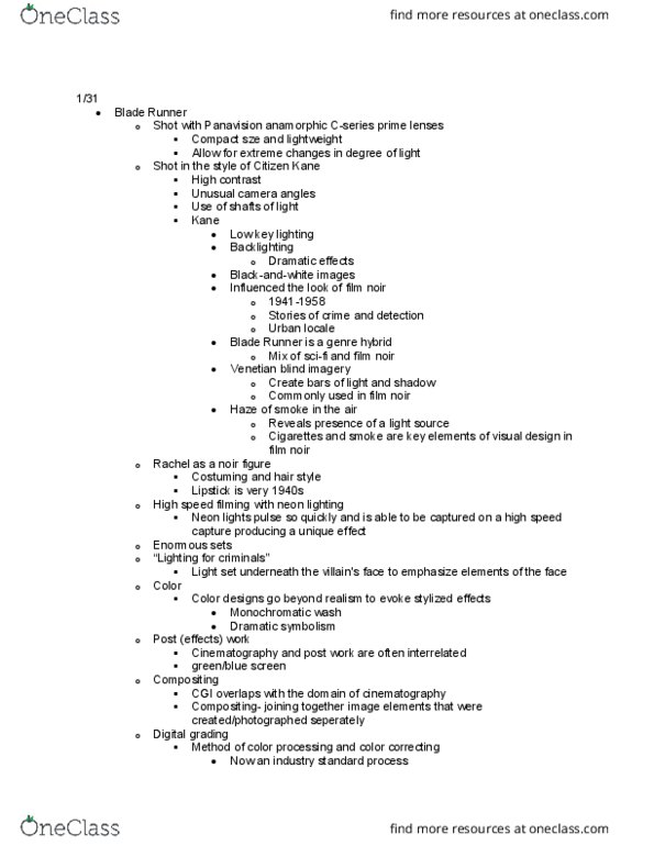 CINE 2054 Lecture Notes - Lecture 4: Neon Lighting, Citizen Kane, Window Blind thumbnail