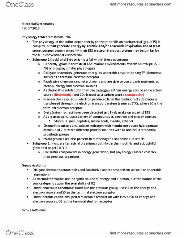 MBIO 3470 Lecture Notes - Lecture 17: Electron Acceptor, Facultative Anaerobic Organism, Anaerobic Respiration thumbnail