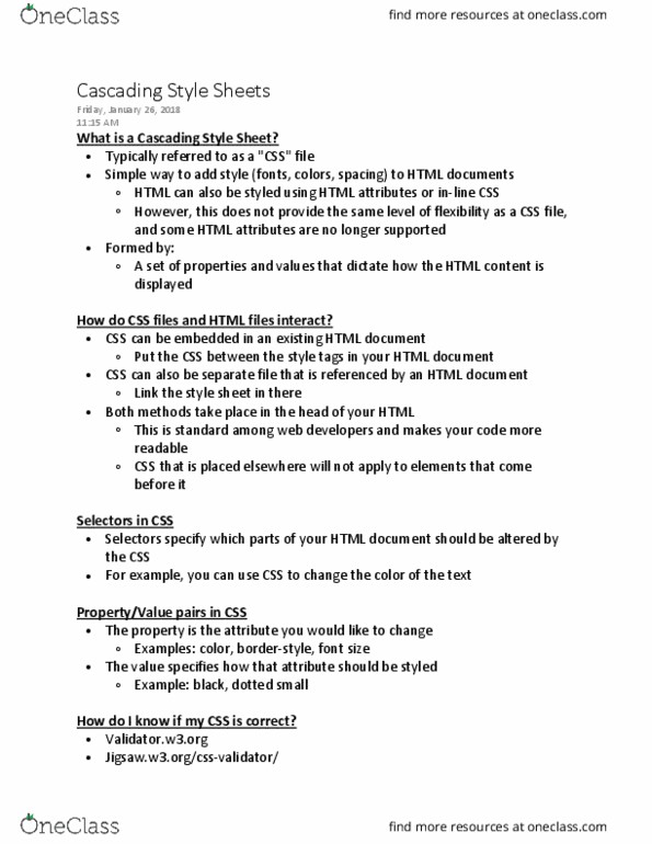 CSCI 1001 Lecture Notes - Lecture 4: Html Attribute thumbnail