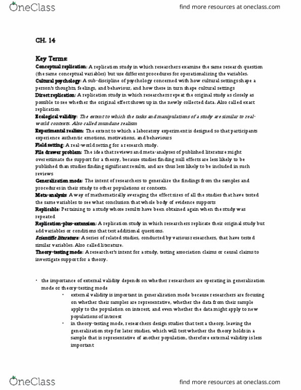 PSYC 2001 Chapter Notes - Chapter 14: Publication Bias, Ecological Validity, Scientific Literature thumbnail