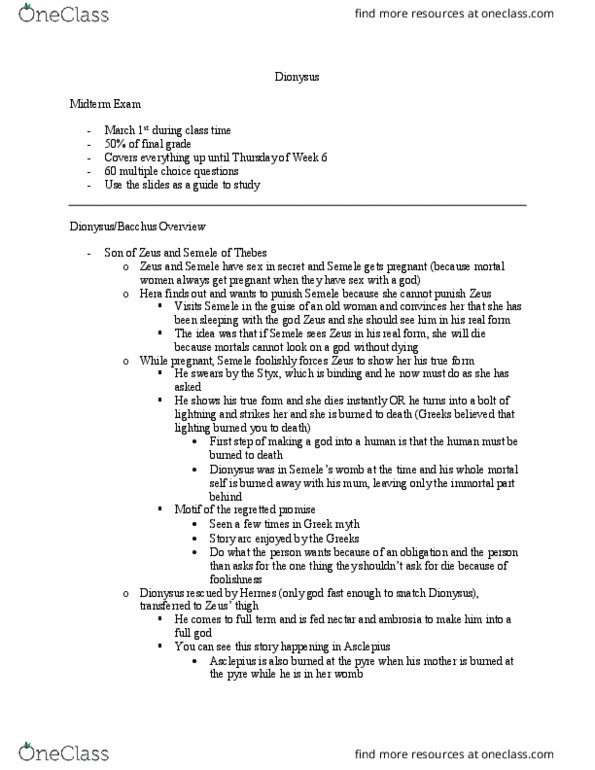 CLST 203 Lecture Notes - Lecture 11: Dionysia, Story Arc, Lightning thumbnail