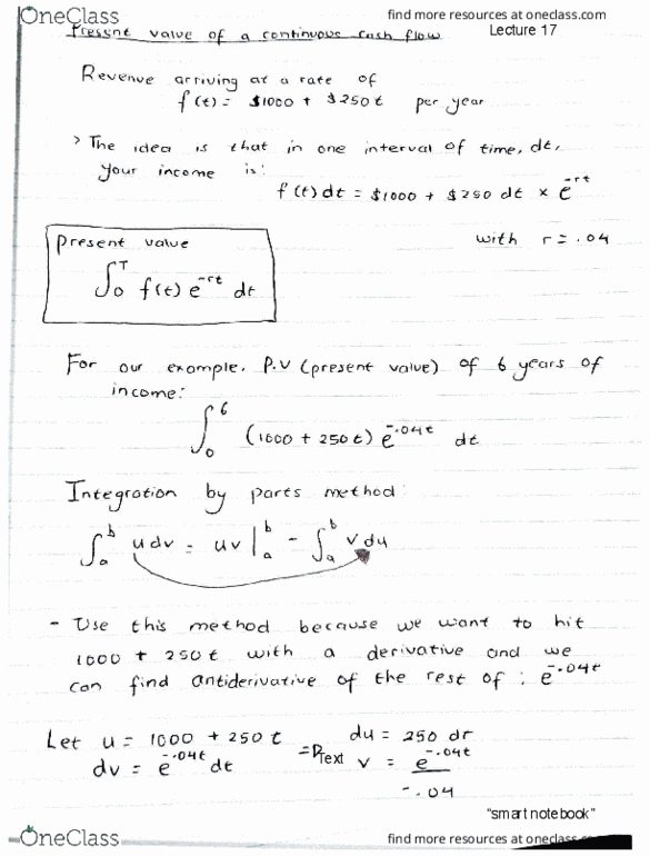 MATH 1M03 Lecture 17: Present value of a continuous cash flow & improper integrals thumbnail