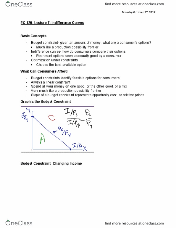 EC120 Lecture Notes - Lecture 7: Budget Constraint, Eurocopter Ec120 Colibri, Indifference Curve thumbnail