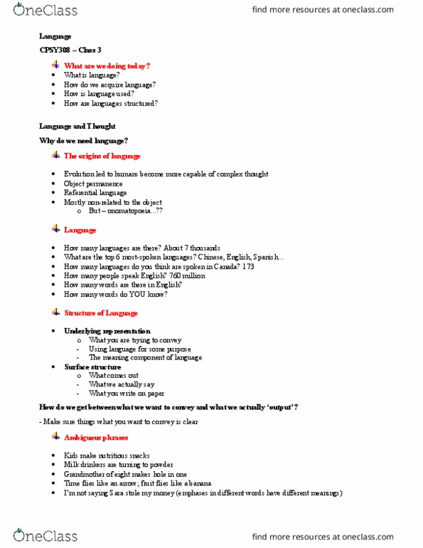 PSY 308 Lecture Notes - Lecture 3: Underlying Representation, Onomatopoeia, Surface Roughness thumbnail