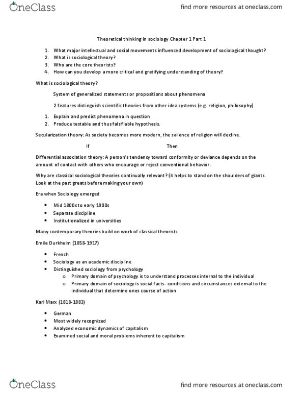 SOC 3113 Lecture Notes - Lecture 1: Differential Association, Social Fact, Falsifiability thumbnail