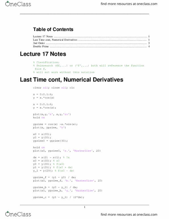 AMATH 301 Lecture Notes - Lecture 17: Matlab thumbnail