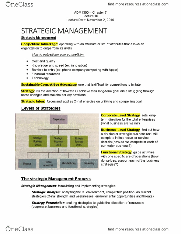 ADM 1300 Lecture Notes - Lecture 10: Management System, Coopetition, Outsourcing thumbnail