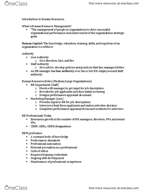 MHR 523 Lecture Notes - Lecture 1: Performance Appraisal, Professional Code Of Quebec, Professional Association thumbnail