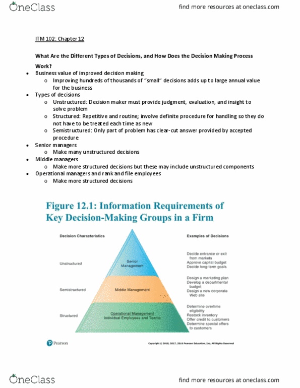 ITM 102 Chapter Notes - Chapter 12: Organizational Ecology, Information Quality, Information System thumbnail