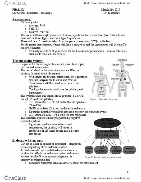 PHAR 303 Lecture Notes - Lecture 19: Endocrine Disruptor, Rachel Carson, Thyroid thumbnail