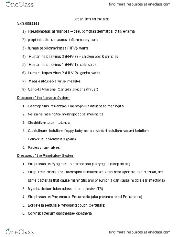 CHEM 106 Lecture Notes - Lecture 1: Corynebacterium Diphtheriae, Propionibacterium Acnes, Otitis Media thumbnail