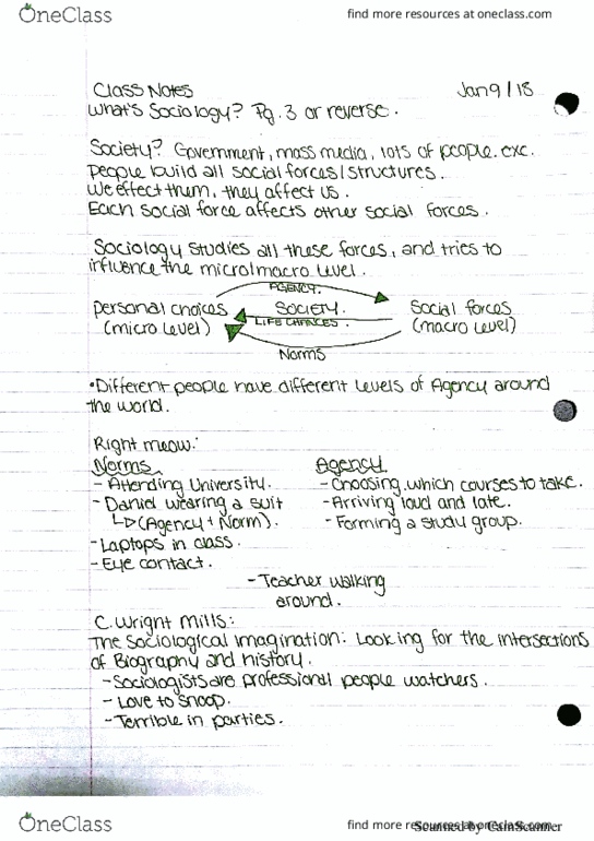 SOCI-100 Lecture 1: SOCI 100 Lecture 1 Notes thumbnail