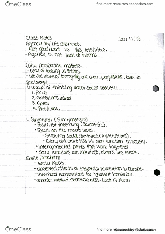 SOCI-100 Lecture 2: SOCI 100 Lecture 2 Notes thumbnail