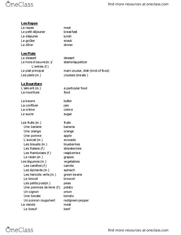 FLF 102 Lecture Notes - Lecture 5: French Fries, Plat, Croissant thumbnail