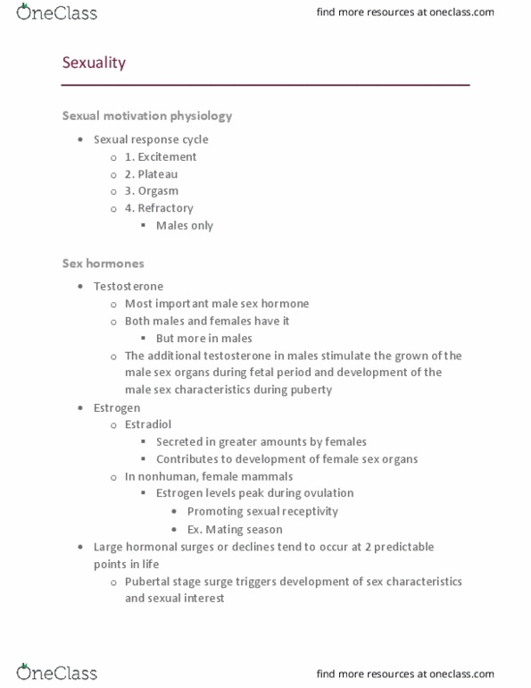 PSY 1101 Lecture Notes - Lecture 21: Sexual Orientation, Sexual Maturity, Menopause thumbnail