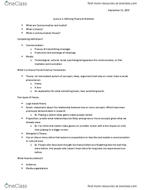 CMST 2TM6 Lecture Notes - Lecture 1: Communication Theory, A Priori And A Posteriori, Wisdom Tooth thumbnail