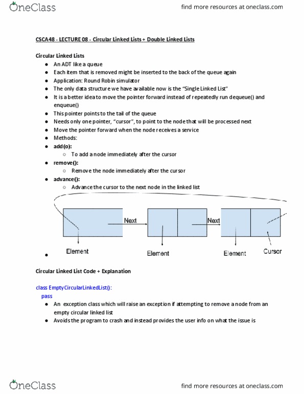 CSCA48H3 Lecture Notes - Lecture 8: Linked List, Init, Empty String thumbnail