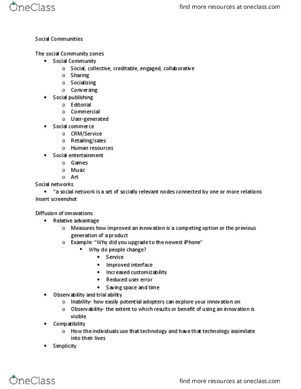 MKTG-430 Lecture Notes - Lecture 8: Social Commerce, Human Resources, Observability thumbnail