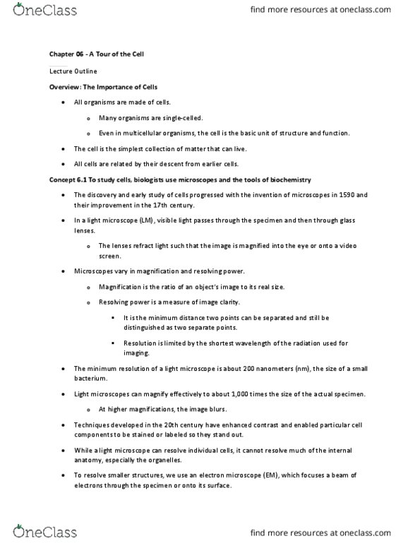 01:119:115 Lecture Notes - Lecture 6: Electron Microscope, Cell Membrane, Cell Fractionation thumbnail