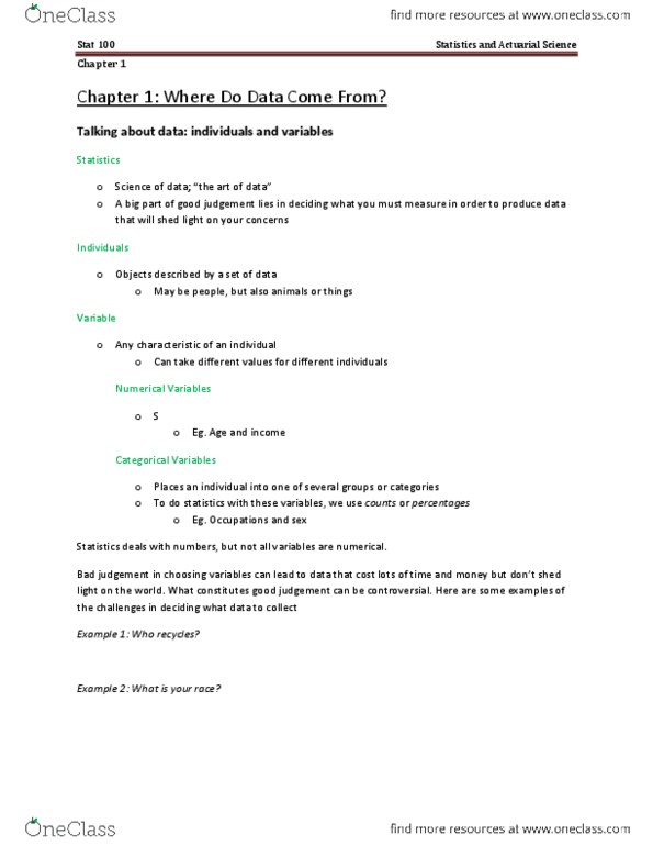 STAT 100 Chapter 1: Stats 100 Chapter 1 Where Do Data Come From.docx thumbnail